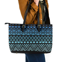 Maori Niho Taniwha Te Wheiao Leather Tote Bag Moana Blue - Polynesian Pride