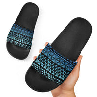 Maori Niho Taniwha Te Wheiao Slide Sandals Moana Blue - Polynesian Pride