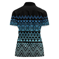 Maori Niho Taniwha Te Wheiao Women Polo Shirt Moana Blue - Polynesian Pride