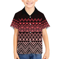 Maori Niho Taniwha Te Wheiao Family Matching Long Sleeve Bodycon Dress and Hawaiian Shirt Terracotta LT7 Son's Shirt Terracotta - Polynesian Pride