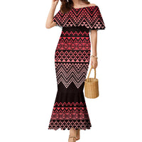 Maori Niho Taniwha Te Wheiao Family Matching Mermaid Dress and Hawaiian Shirt Terracotta LT7 Mom's Dress Terracotta - Polynesian Pride