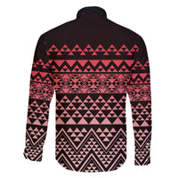 Maori Niho Taniwha Te Wheiao Family Matching Off The Shoulder Long Sleeve Dress and Hawaiian Shirt Terracotta LT7 - Polynesian Pride