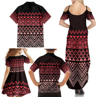 Maori Niho Taniwha Te Wheiao Family Matching Summer Maxi Dress and Hawaiian Shirt Terracotta LT7 - Polynesian Pride