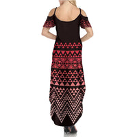 Maori Niho Taniwha Te Wheiao Family Matching Summer Maxi Dress and Hawaiian Shirt Terracotta LT7 - Polynesian Pride