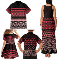 Maori Niho Taniwha Te Wheiao Family Matching Tank Maxi Dress and Hawaiian Shirt Terracotta LT7 - Polynesian Pride