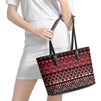 Maori Niho Taniwha Te Wheiao Leather Tote Bag Terracotta - Polynesian Pride