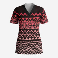 Maori Niho Taniwha Te Wheiao Scrub Top Terracotta - Polynesian Pride