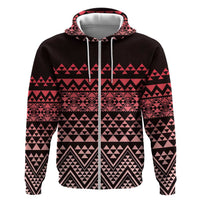 Maori Niho Taniwha Te Wheiao Zip Hoodie Terracotta - Polynesian Pride