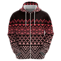 Maori Niho Taniwha Te Wheiao Zip Hoodie Terracotta - Polynesian Pride