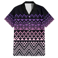 Maori Niho Taniwha Te Wheiao Family Matching Off The Shoulder Long Sleeve Dress and Hawaiian Shirt Waiporoporo LT7 Dad's Shirt - Short Sleeve Purple - Polynesian Pride