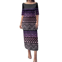 Maori Niho Taniwha Te Wheiao Family Matching Puletasi and Hawaiian Shirt Waiporoporo LT7 Mom's Dress Purple - Polynesian Pride