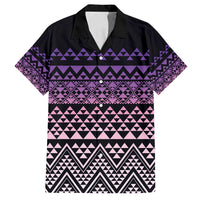 Maori Niho Taniwha Te Wheiao Family Matching Tank Maxi Dress and Hawaiian Shirt Waiporoporo LT7 Dad's Shirt - Short Sleeve Purple - Polynesian Pride