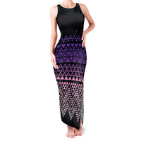 Maori Niho Taniwha Te Wheiao Family Matching Tank Maxi Dress and Hawaiian Shirt Waiporoporo LT7 Mom's Dress Purple - Polynesian Pride