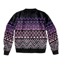 Maori Niho Taniwha Te Wheiao Sleeve Zip Bomber Jacket Waiporoporo - Polynesian Pride
