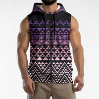 Maori Niho Taniwha Te Wheiao Sleeveless Zip Hoodie Waiporoporo - Polynesian Pride