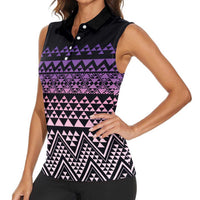 Maori Niho Taniwha Te Wheiao Women Sleeveless Polo Shirt Waiporoporo - Polynesian Pride