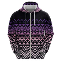 Maori Niho Taniwha Te Wheiao Zip Hoodie Waiporoporo - Polynesian Pride