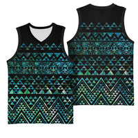 Maori Niho Taniwha Te Wheiao Basketball Jersey Paua Shell - Polynesian Pride
