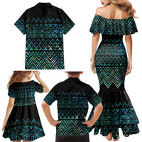 Maori Niho Taniwha Te Wheiao Family Matching Mermaid Dress and Hawaiian Shirt Paua Shell LT7 - Polynesian Pride