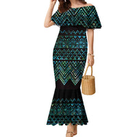 Maori Niho Taniwha Te Wheiao Family Matching Mermaid Dress and Hawaiian Shirt Paua Shell LT7 Mom's Dress Colorful - Polynesian Pride