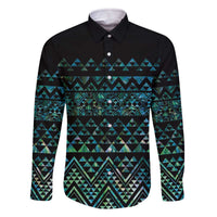 Maori Niho Taniwha Te Wheiao Family Matching Off The Shoulder Long Sleeve Dress and Hawaiian Shirt Paua Shell LT7 Dad's Shirt - Long Sleeve Colorful - Polynesian Pride