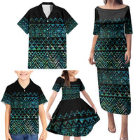 Maori Niho Taniwha Te Wheiao Family Matching Puletasi and Hawaiian Shirt Paua Shell - Polynesian Pride