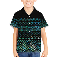 Maori Niho Taniwha Te Wheiao Family Matching Short Sleeve Bodycon Dress and Hawaiian Shirt Paua Shell LT7 Son's Shirt Colorful - Polynesian Pride