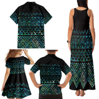 Maori Niho Taniwha Te Wheiao Family Matching Tank Maxi Dress and Hawaiian Shirt Paua Shell LT7 - Polynesian Pride