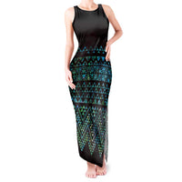 Maori Niho Taniwha Te Wheiao Tank Maxi Dress Paua Shell - Polynesian Pride