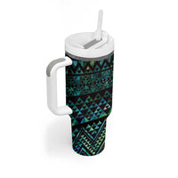 Maori Niho Taniwha Te Wheiao Tumbler With Handle Paua Shell - Polynesian Pride