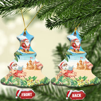Tropical Christmas Funny Santa Ceramic Ornament Beach Vacation