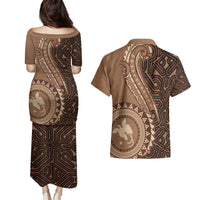 Papua New Guinea Oro Tapa Motif Couples Matching Puletasi and Hawaiian Shirt Classic LT7 - Polynesian Pride