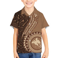 Papua New Guinea Oro Tapa Motif Family Matching Short Sleeve Bodycon Dress and Hawaiian Shirt Classic LT7 Son's Shirt Brown - Polynesian Pride