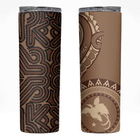 Papua New Guinea Oro Tapa Motif Skinny Tumbler Classic LT7 Brown - Polynesian Pride