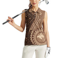 Papua New Guinea Oro Tapa Motif Women Sleeveless Polo Shirt Classic LT7 - Polynesian Pride