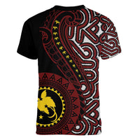 Papua New Guinea Oro Tapa Motif Women V-Neck T-Shirt Special LT7 - Polynesian Pride
