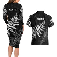 New Zealand Lawn Bowls Personalized Couples Matching Long Sleeve Bodycon Dress and Hawaiian Shirt Wrap-Around Silver Fern LT7 - Polynesian Pride