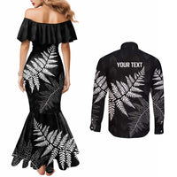 New Zealand Lawn Bowls Personalized Couples Matching Mermaid Dress and Long Sleeve Button Shirt Wrap-Around Silver Fern LT7 - Polynesian Pride