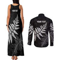 New Zealand Lawn Bowls Personalized Couples Matching Tank Maxi Dress and Long Sleeve Button Shirt Wrap-Around Silver Fern LT7 - Polynesian Pride