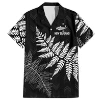 New Zealand Lawn Bowls Personalized Family Matching Mermaid Dress and Hawaiian Shirt Wrap-Around Silver Fern LT7 Dad's Shirt - Short Sleeve Black - Polynesian Pride