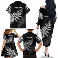 New Zealand Lawn Bowls Personalized Family Matching Off The Shoulder Long Sleeve Dress and Hawaiian Shirt Wrap-Around Silver Fern LT7 - Polynesian Pride