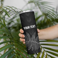 New Zealand Lawn Bowls Personalized Skinny Tumbler Wrap-Around Silver Fern LT7 - Polynesian Pride