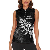 New Zealand Lawn Bowls Personalized Women Sleeveless Polo Shirt Wrap-Around Silver Fern LT7 - Polynesian Pride