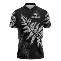 New Zealand Lawn Bowls Personalized Zipper Polo Shirt Wrap-Around Silver Fern - Polynesian Pride
