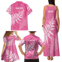 New Zealand Lawn Bowls Breast Cancer Personalized Family Matching Tank Maxi Dress and Hawaiian Shirt Wrap-Around Silver Fern LT7 - Polynesian Pride