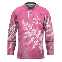New Zealand Lawn Bowls Breast Cancer Personalized Hockey Jersey Wrap-Around Silver Fern LT7 Unisex Pink - Polynesian Pride