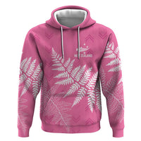 New Zealand Lawn Bowls Breast Cancer Personalized Hoodie Wrap-Around Silver Fern LT7 Pullover Hoodie Pink - Polynesian Pride