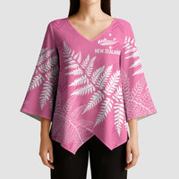 New Zealand Lawn Bowls Breast Cancer Personalized Kimono Sleeve Blouse Wrap-Around Silver Fern LT7 - Polynesian Pride
