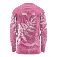 New Zealand Lawn Bowls Breast Cancer Personalized Long Sleeve Shirt Wrap-Around Silver Fern LT7 - Polynesian Pride