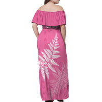 New Zealand Lawn Bowls Breast Cancer Personalized Off Shoulder Maxi Dress Wrap-Around Silver Fern LT7 - Polynesian Pride